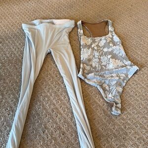 Naked Wardrobe ice blue bodysuit and tights set NWT